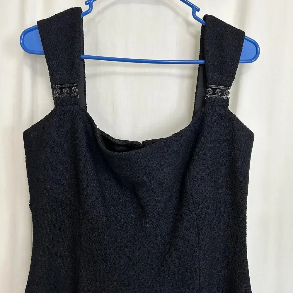 St. John Couture Black Sleeveless Twill Knit Cocktail‎ Dress Women's Size 12 HTF
